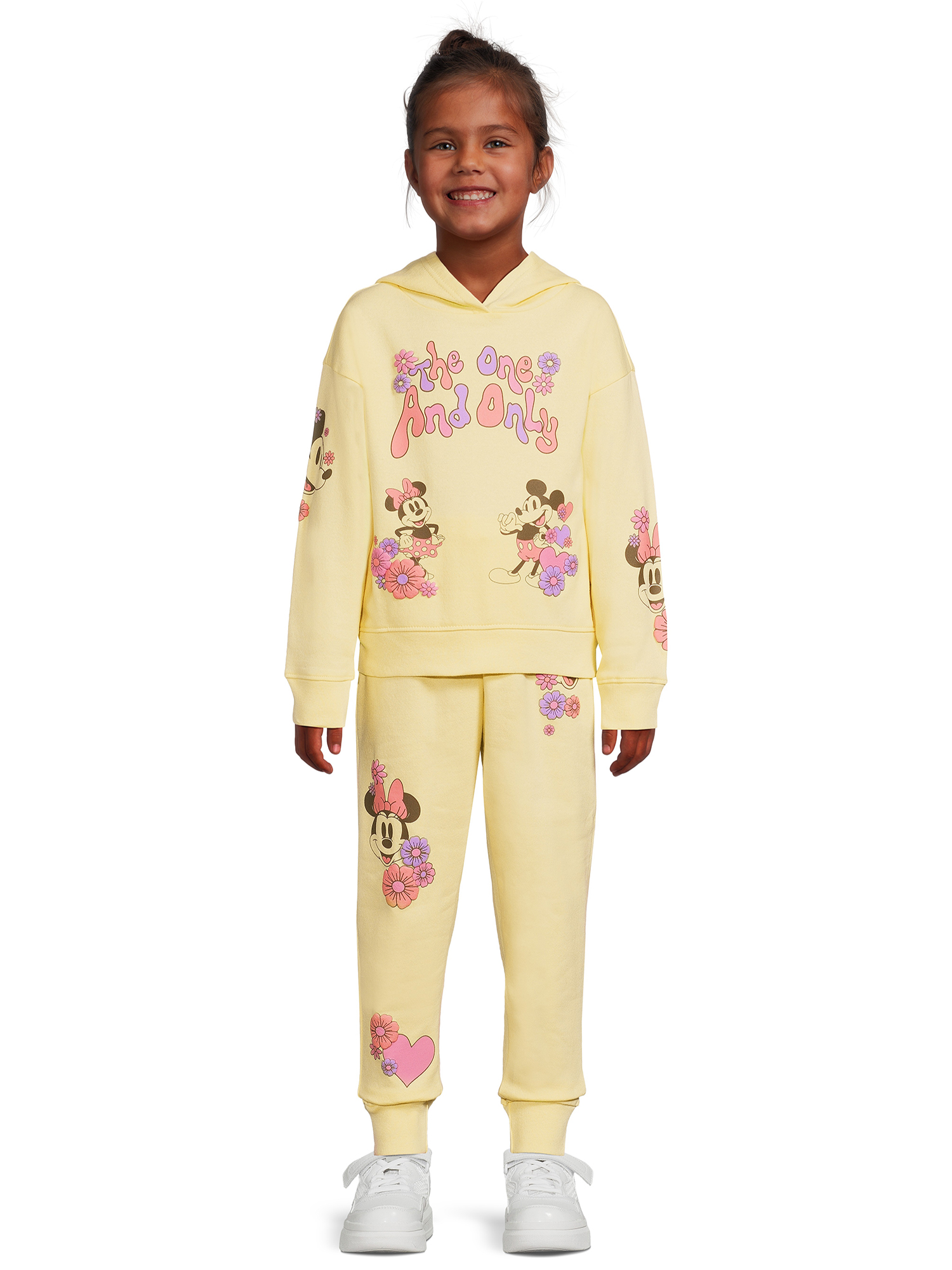 Mickey and Minnie Girls Graphic Hoodie and Jogger Outfit Set, 2-Piece, Sizes 4-16